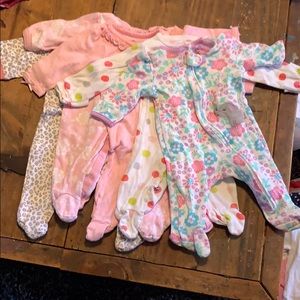 4/$20 5 footed long sleeve onesie sleepers NB
